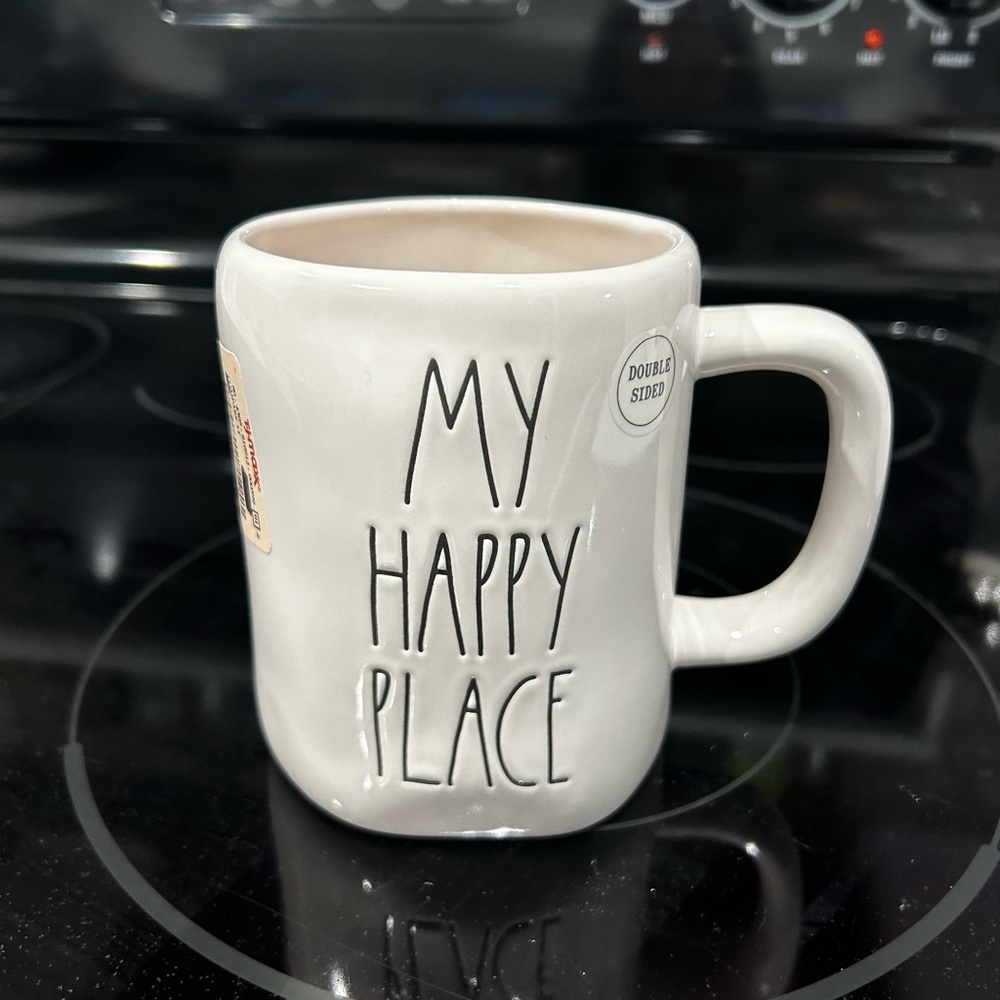 Rae Dunn 'My Happy Place' Cream Ceramic Mug